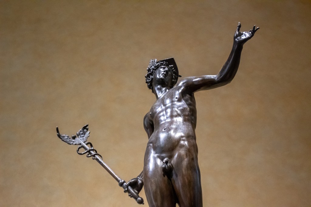 Hermes holding his caduceus